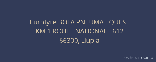 Eurotyre BOTA PNEUMATIQUES
