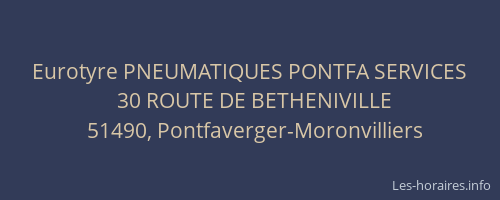 Eurotyre PNEUMATIQUES PONTFA SERVICES