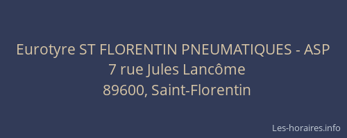 Eurotyre ST FLORENTIN PNEUMATIQUES - ASP