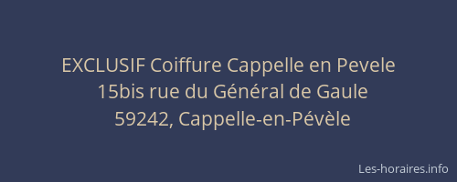 EXCLUSIF Coiffure Cappelle en Pevele