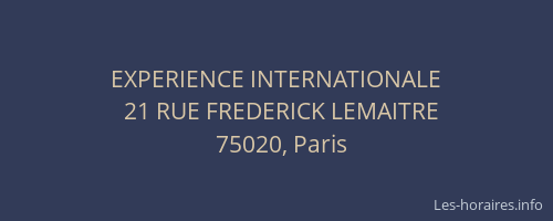 EXPERIENCE INTERNATIONALE