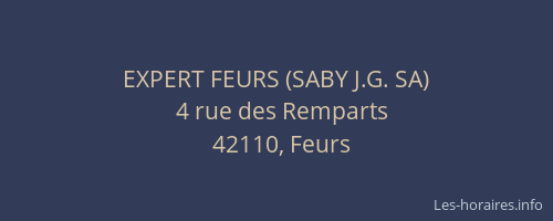 EXPERT FEURS (SABY J.G. SA)