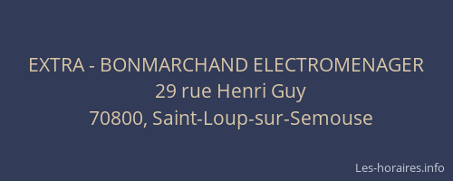 EXTRA - BONMARCHAND ELECTROMENAGER