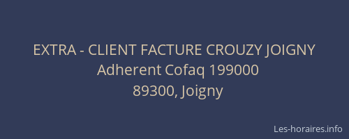 EXTRA - CLIENT FACTURE CROUZY JOIGNY