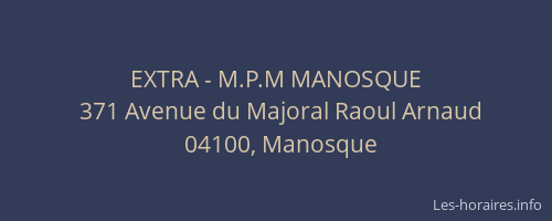 EXTRA - M.P.M MANOSQUE