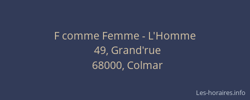 F comme Femme - L'Homme