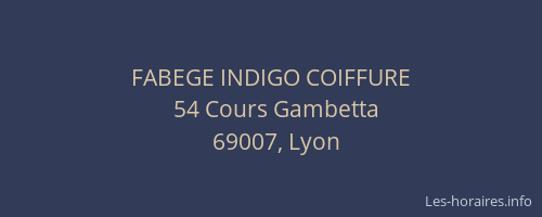 FABEGE INDIGO COIFFURE