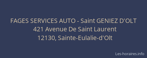 FAGES SERVICES AUTO - Saint GENIEZ D'OLT