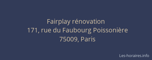 Fairplay rénovation