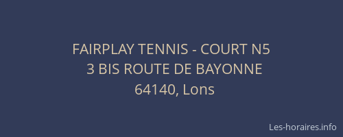 FAIRPLAY TENNIS - COURT N5