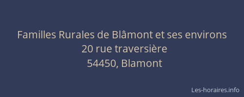 Familles Rurales de Blâmont et ses environs