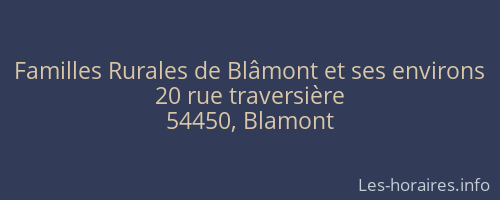 Familles Rurales de Blâmont et ses environs