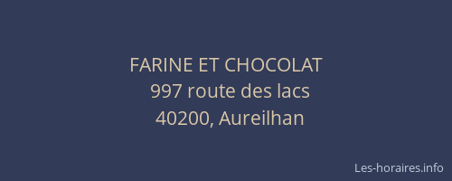 FARINE ET CHOCOLAT