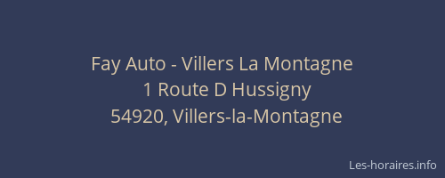 Fay Auto - Villers La Montagne