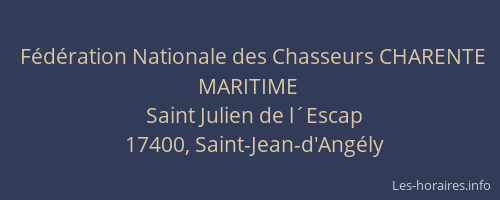 F&eacute;d&eacute;ration Nationale des Chasseurs CHARENTE MARITIME