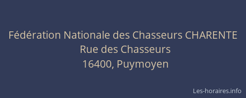 Fédération Nationale des Chasseurs CHARENTE