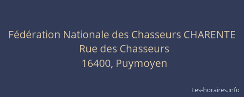 F&eacute;d&eacute;ration Nationale des Chasseurs CHARENTE