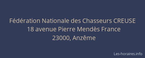 Fédération Nationale des Chasseurs CREUSE