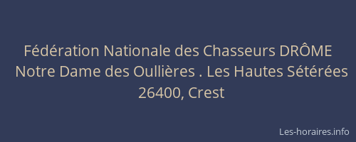 Fédération Nationale des Chasseurs DRÔME