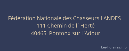 F&eacute;d&eacute;ration Nationale des Chasseurs LANDES