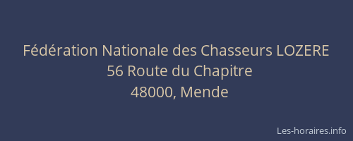 F&eacute;d&eacute;ration Nationale des Chasseurs LOZERE