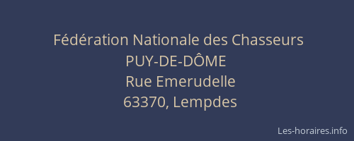 F&eacute;d&eacute;ration Nationale des Chasseurs PUY-DE-D&Ocirc;ME