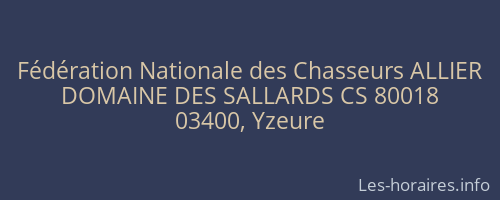Fédération Nationale des Chasseurs ALLIER