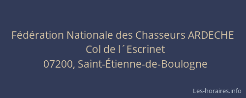 Fédération Nationale des Chasseurs ARDECHE