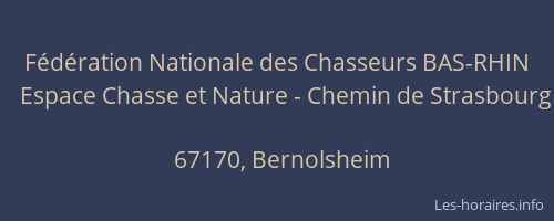 Fédération Nationale des Chasseurs BAS-RHIN