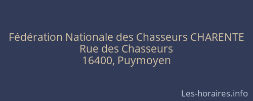 Fédération Nationale des Chasseurs CHARENTE