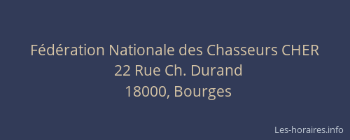 Fédération Nationale des Chasseurs CHER