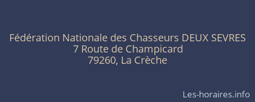 Fédération Nationale des Chasseurs DEUX SEVRES