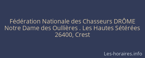 Fédération Nationale des Chasseurs DRÔME