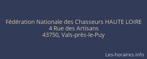 Fédération Nationale des Chasseurs HAUTE LOIRE