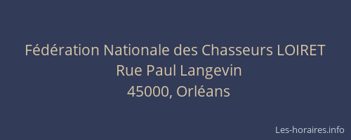 Fédération Nationale des Chasseurs LOIRET