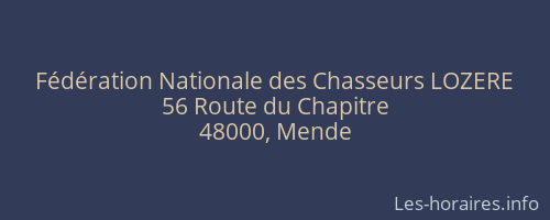 Fédération Nationale des Chasseurs LOZERE