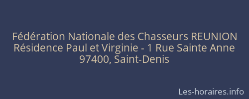 Fédération Nationale des Chasseurs REUNION