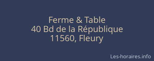 Ferme & Table