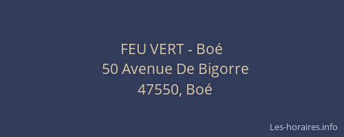 FEU VERT - Bo&eacute;