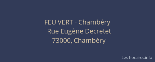 FEU VERT - Chambéry