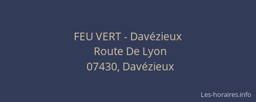 FEU VERT - Davézieux