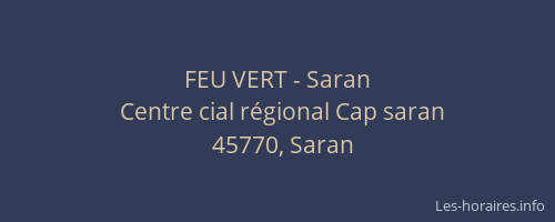 FEU VERT - Saran