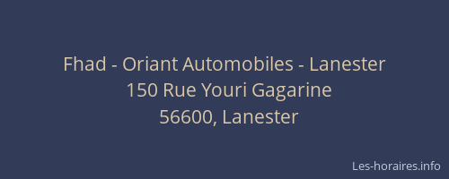 Fhad - Oriant Automobiles - Lanester