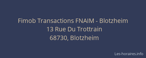 Fimob Transactions FNAIM - Blotzheim