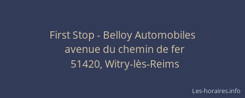 First Stop - Belloy Automobiles