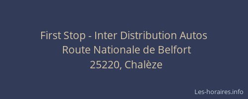 First Stop - Inter Distribution Autos