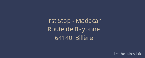 First Stop - Madacar