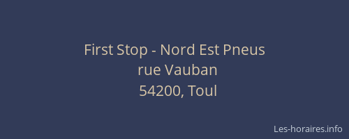 First Stop - Nord Est Pneus