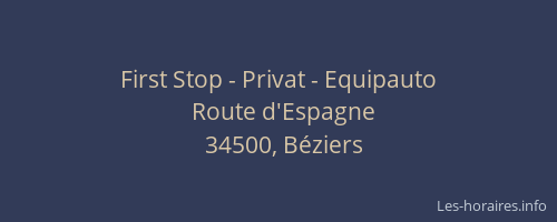 First Stop - Privat - Equipauto