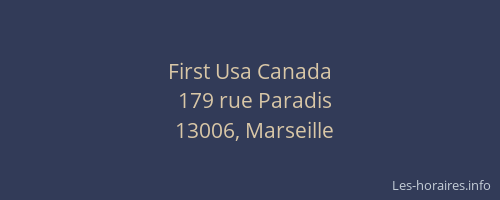 First Usa Canada
